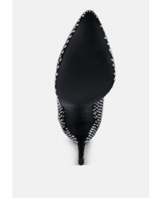 Womens Fortunate Rhinestones Embellished Mesh Boots