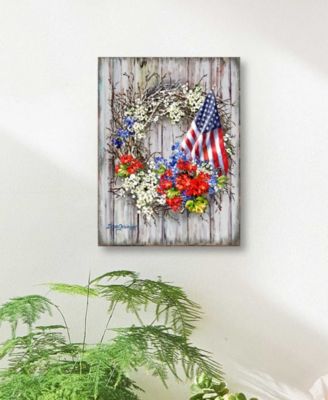 Patriotic Wreath by Dona Gelsinger Wooden Block