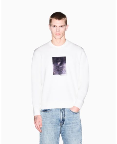 Мужская толстовка A|X Armani Exchange Box Floral Crewneck, цвет: Молочный белый