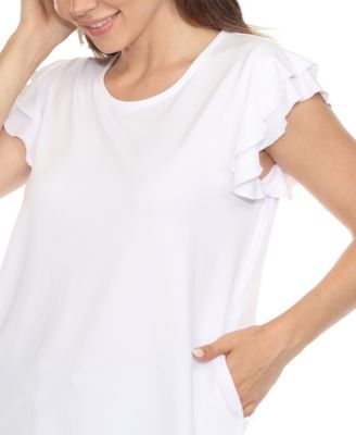 Women's Ruffle-Sleeve Top and Animal Print Pant Set