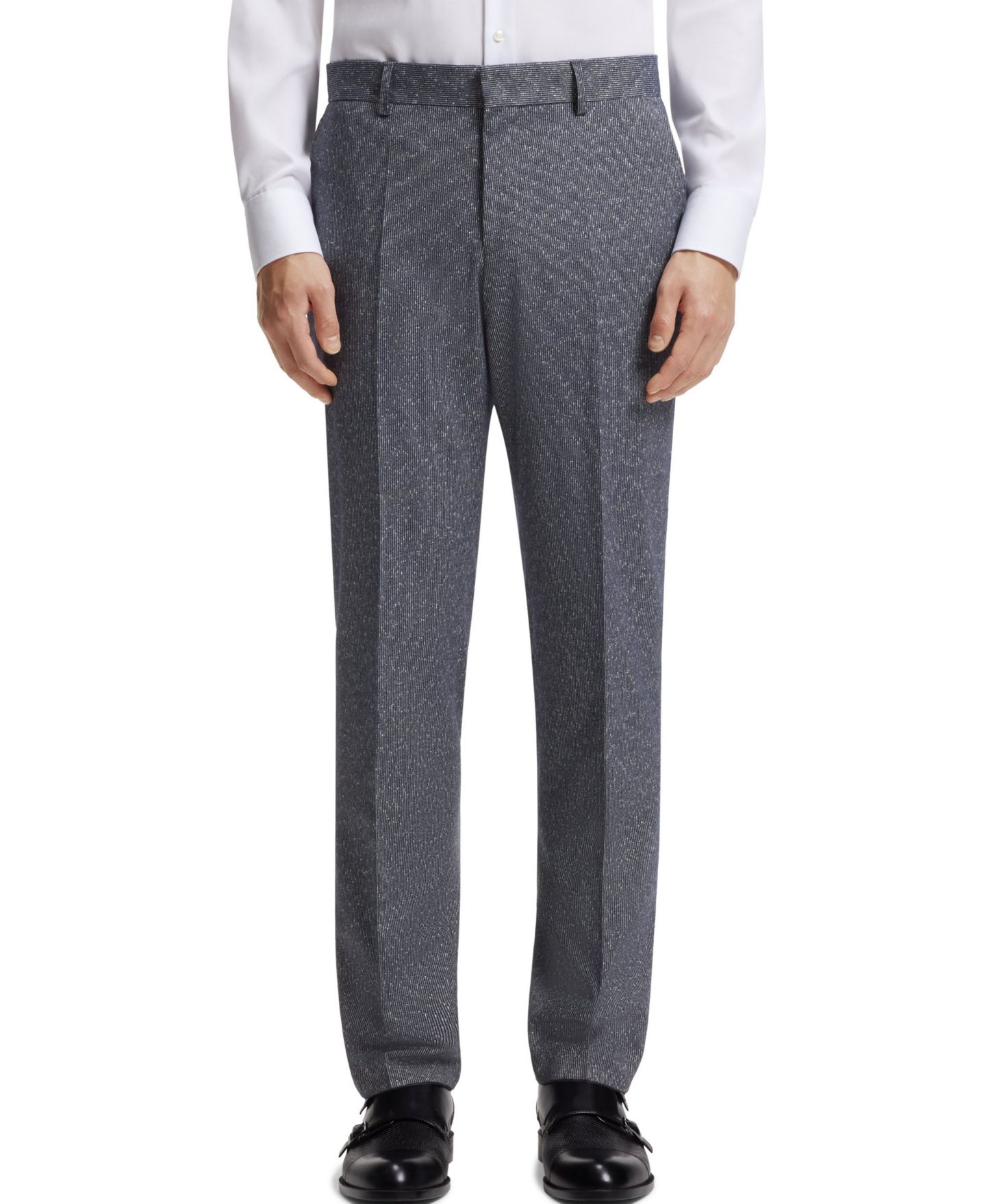 Мужские комплекты Hugo Boss Stretch Bouclé Two-Piece Regular-Fit Suit, цвет: Тёмный синий — фото 2