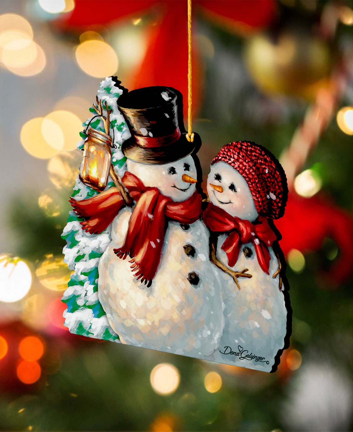 Designocracy by Dona Gelsinger Snow Much in Love Ornament, Set of 2