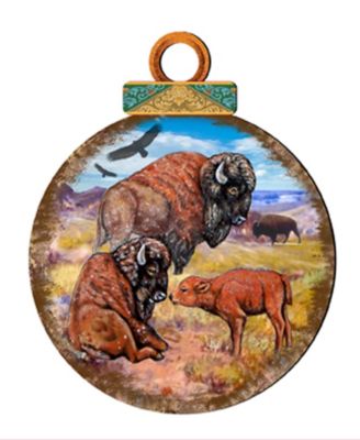 Buffalos Ball Wooden Ornaments, Set of 2