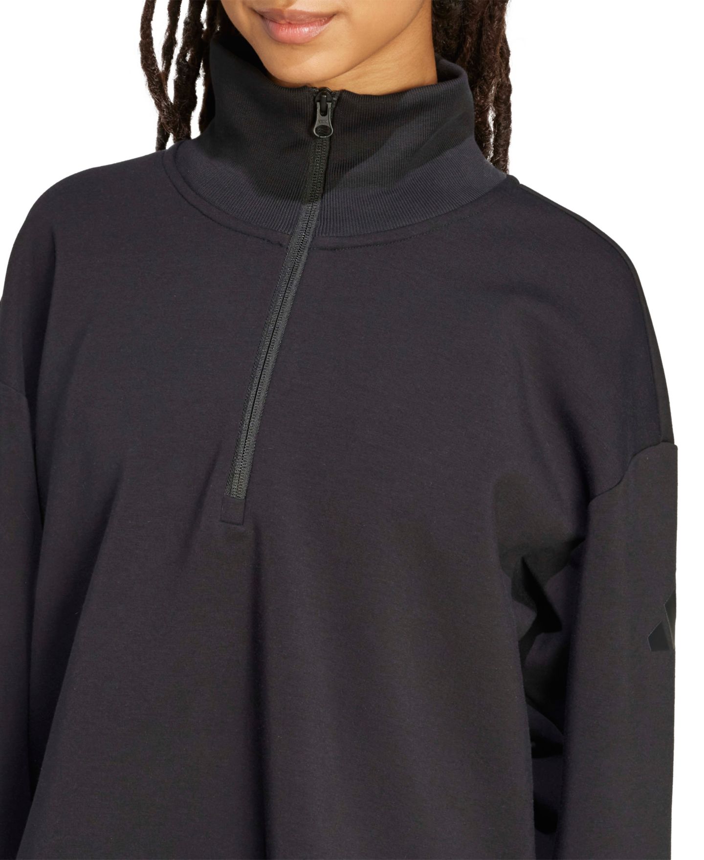 Женский свитшот adidas All Szn Soft Lux Quarter-Zip, цвет: Чёрный — фото 3