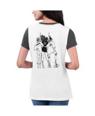 Women's White/Black Las Vegas Raiders Fashion Illustration T-Shirt