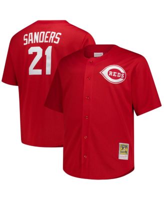 Men's Deion Sanders Red Cincinnati Reds Big & Tall Cooperstown Mesh Batting Practice Jersey
