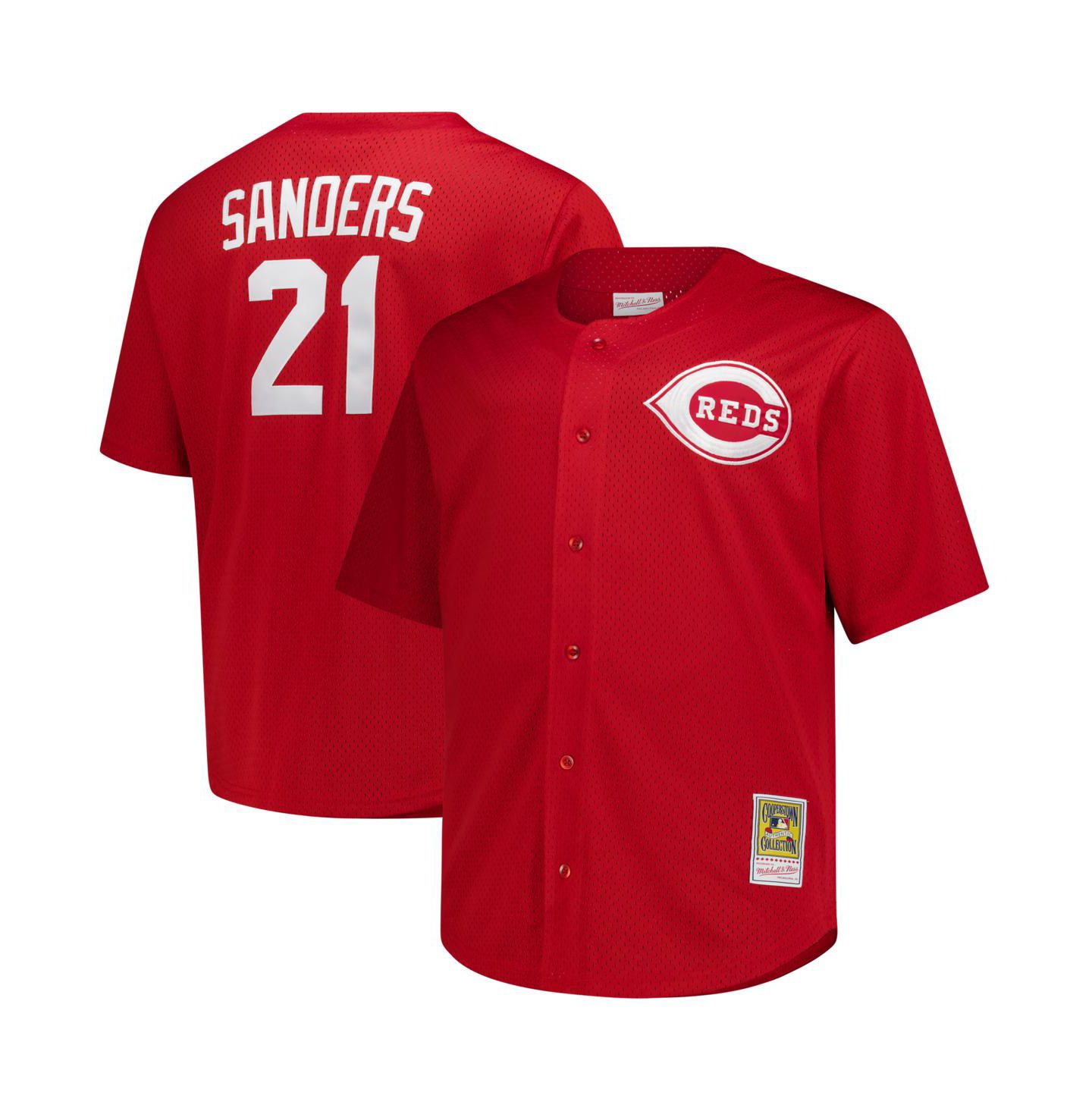 Мужское джерси Mitchell & Ness Deion Sanders Cincinnati Reds Big & Tall Cooperstown, Red — фото 1