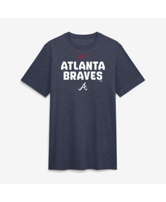 Men's Heather Navy Atlanta Braves Stacked Tri-Blend T-Shirt