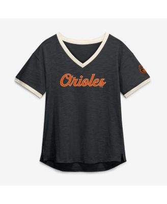 Women's Black Baltimore Orioles Cooperstown Collection Vintage Play Slub V-Neck T-Shirt