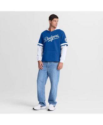 Men's Royal/White Los Angeles Dodgers Oversized Fire Speed Layered Hoodie