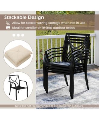 Set of 2 Outdoor Dining Chairs with Cushioned Seats and Rustproof Metal Frame
