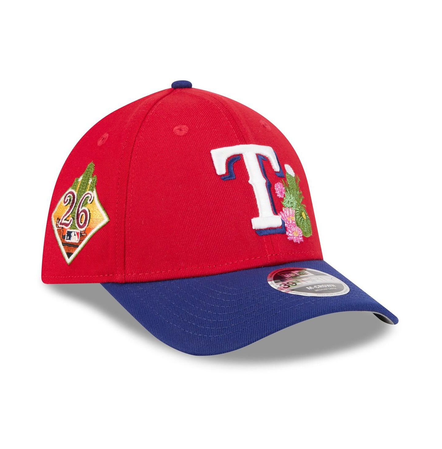 Мужская кепка New Era Red/Royal Texas Rangers 2026 Spring Training M-Crown 39THIRTY Flex Hat — фото 1