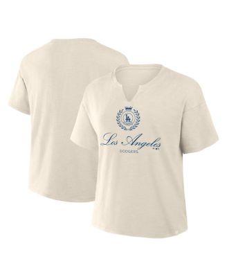 Women's Cream Los Angeles Dodgers Legacy Stadium Slub Notch Neck T-Shirt