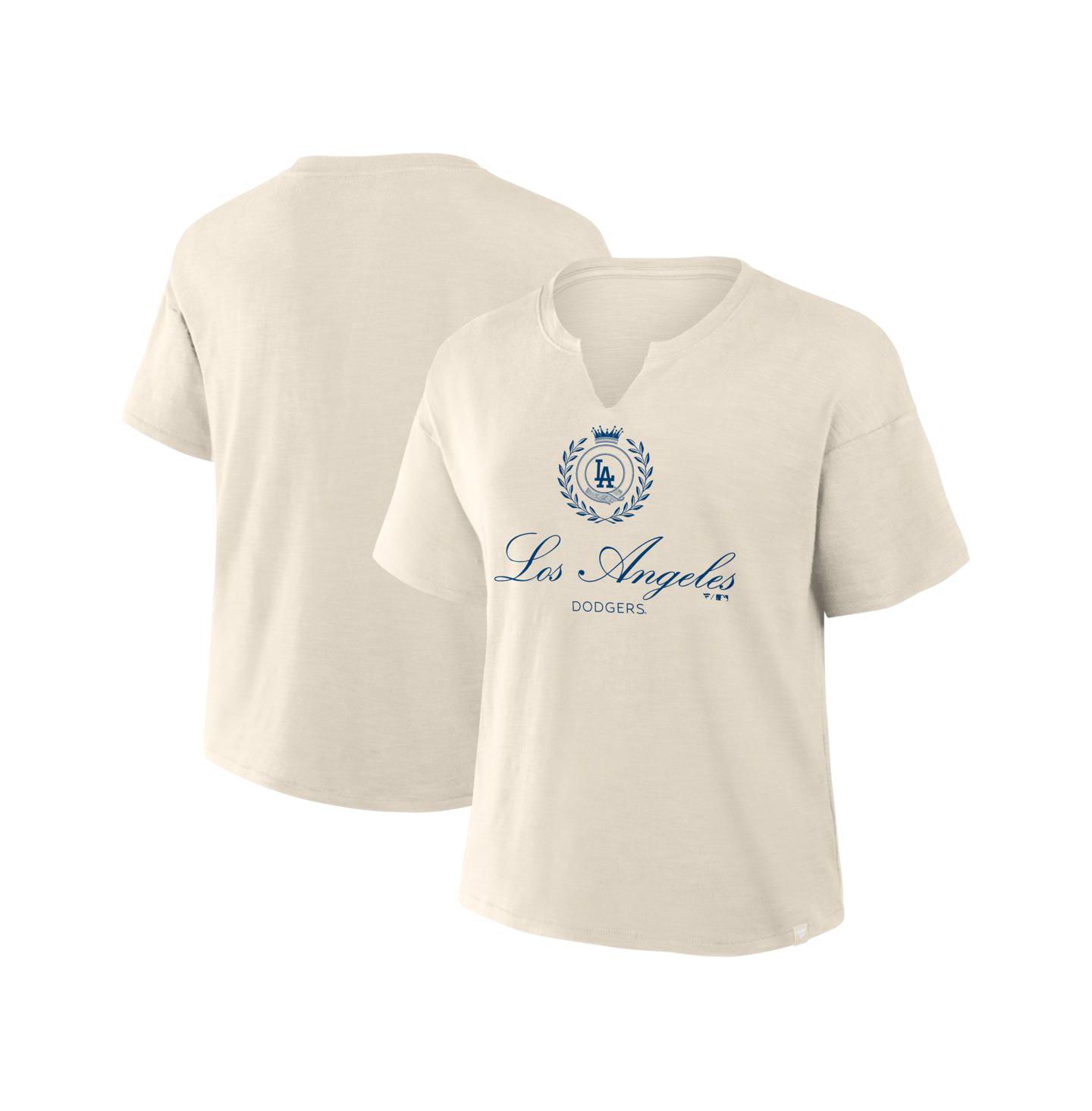 Женская футболка Fanatics Cream Los Angeles Dodgers Legacy Stadium Slub Notch Neck — фото 1