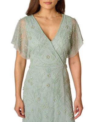 Women's Surplice V-Neck Bead Dress