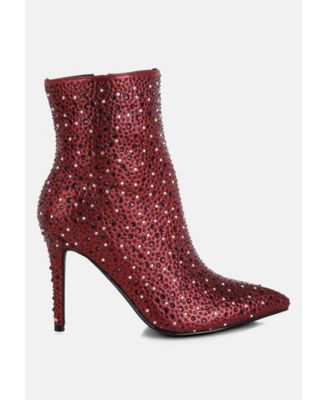 Womens Lobelia Rhinestones Embellished Stiletto Boots