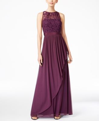 Adrianna Papell Lace Illusion Halter Gown - Macy's