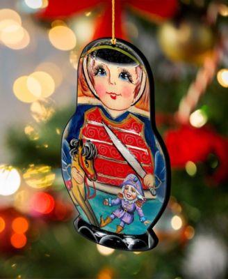 Nutcracker Dolls Wooden Ornaments, Set of 3