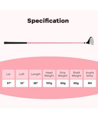 38 Inch 165CC Junior 3 Fairway Wood Golf Club with Fiberglass Shaft for Kids Ages 11-14