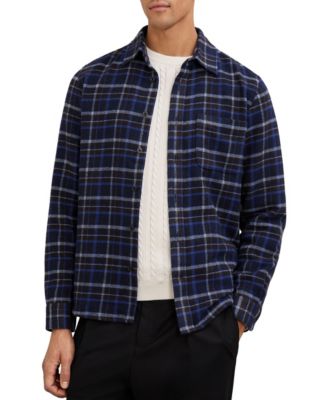 Men's Check Button-Through Overshirt with Wool