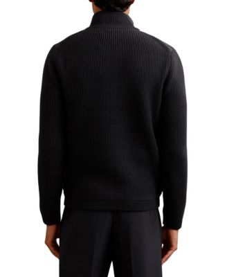 Men's Quilted Rib-Knit Funnel-Neck Jacket