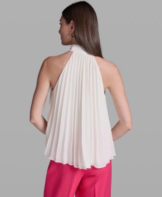 Women's Pleated Halter Neck Sleeveless Top