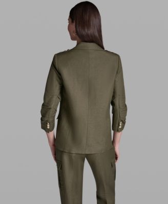 Women's Scrunch Sleeve Peak Lapel Collar Jacket