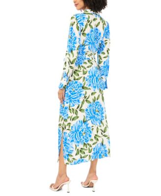 Women's Floral-Print Collared Maxi Dress