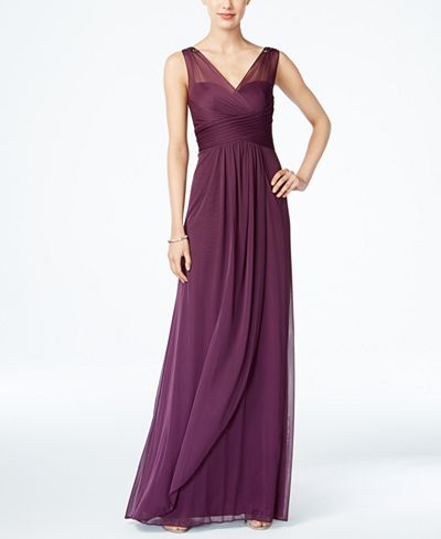 Adrianna Papell Ruched Embellished Gown - Women - Macy&#39;s