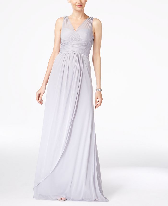 adrianna papell ruched gown