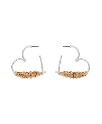 Two-Tone Heart Medium Hoop Earrings