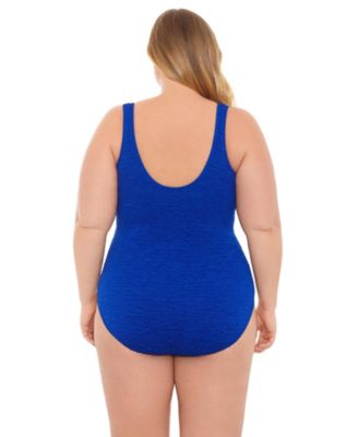 Women's Chlorine Resistant Mock Surplice One-Piece Swimsuit