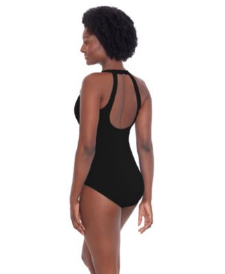 Women's Chlorine Resistant High Neck Mastectomy One-Piece Swimsuit