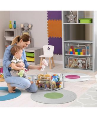 Small Foldable Clear Plastic Storage Bags with Metal Frame & Carry Handles for Bedding Linen & Clothing