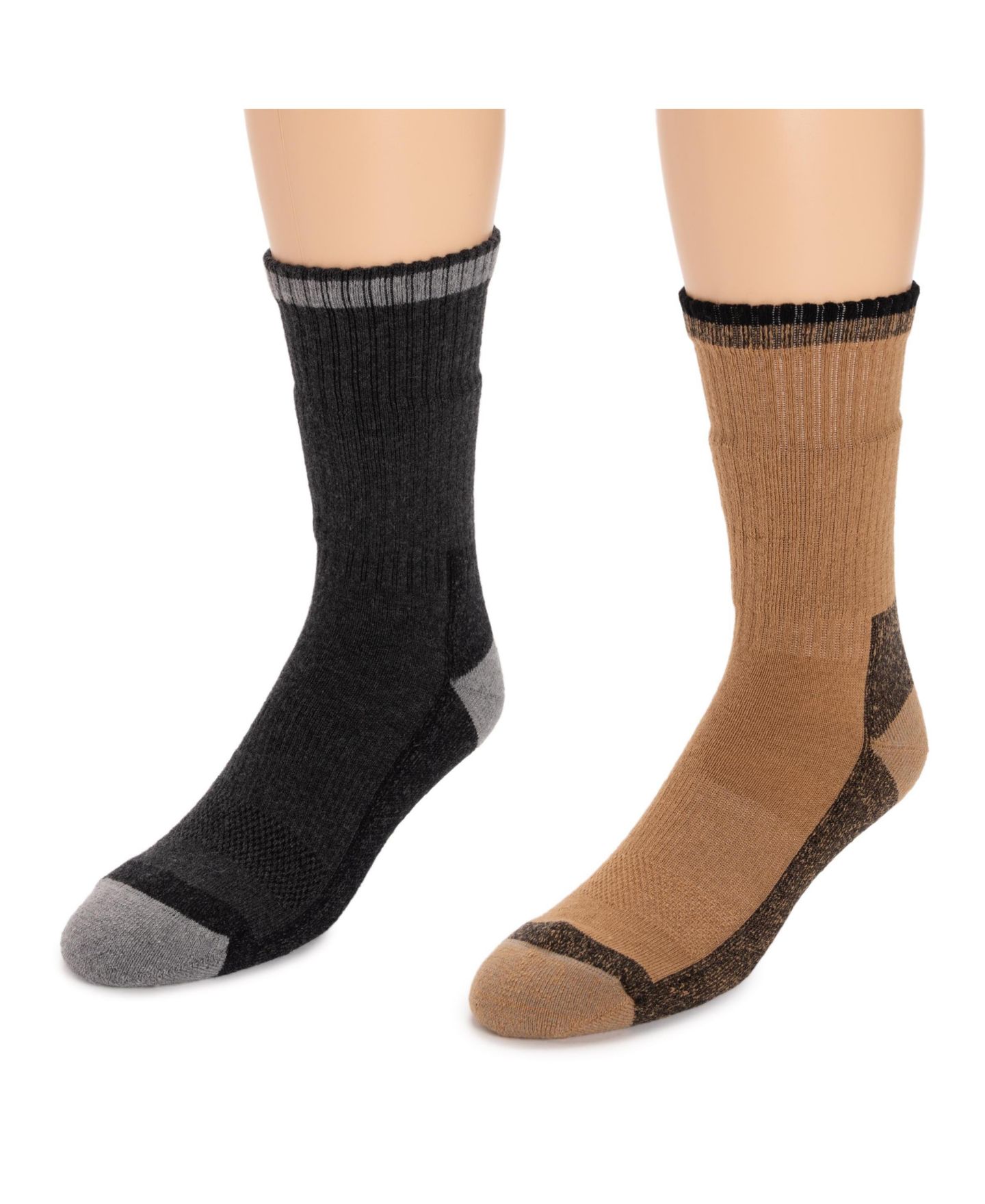 Носки Ruff N Pair для мужчин, средней высоты — MUK LUKS, цвет: Чёрный меланжевый / Коричневый — фото 3