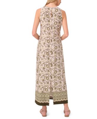 Women's Printed Crew Neck Maxi Dress