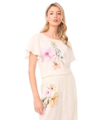 Women's Crew Neck Cropped Blouse