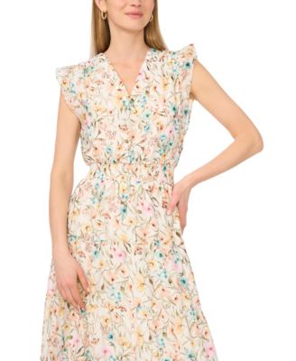 Women's V-Neck Ruffle Detail Tiered Dress