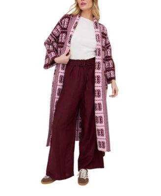 Women's Ally Abstract Print Long Line Cardigan