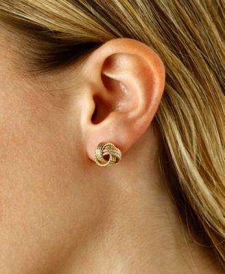 Rope Love Knot Stud Earrings in 14k Yellow or Rose Gold