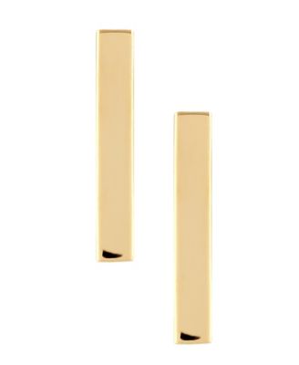 Flat Bar Stud Earrings Set in 14k Yellow or Rose Gold