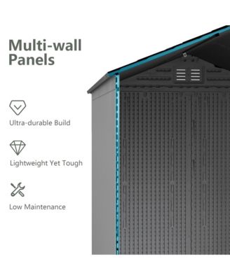 Durable Resin Outdoor Storage Shed With Floor And Double Doors