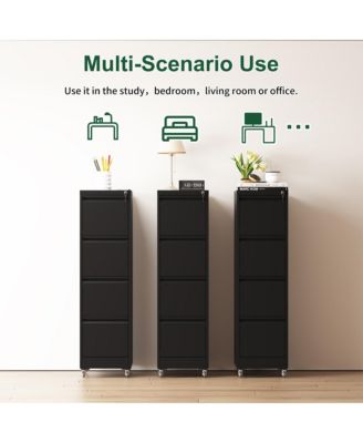 4 Drawer Locking Vertical File Cabinet on Wheels - for Home Office Organizer, Heavy-Duty Filing Storage Cabinet for Letters/Legal/A4