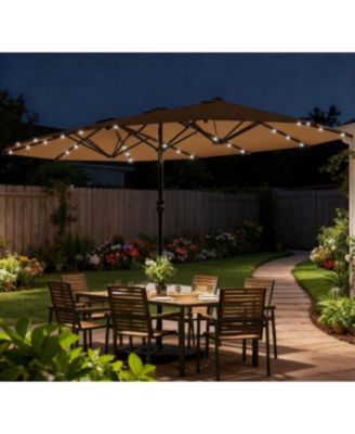 with Base,Patio Parasol with LED Solar