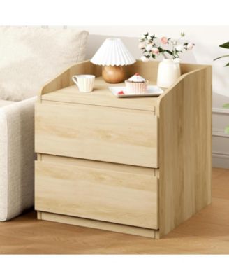 Nightstand with Drawers Bedside Table, Light Wood End Table Modern Bed Side Table 2 Drawers Night Stand