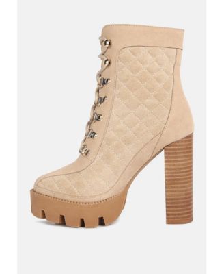 YOKO Womens Fine Suede Quilted Ankle Boots