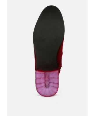 Womens Rumple Velvet Over The Knee Clear Heel Boots