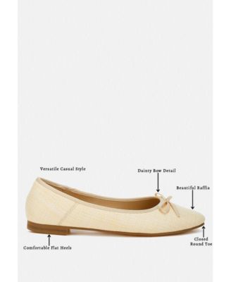 Rag and Co Womens Paper Rings Raffia Ballet Flats