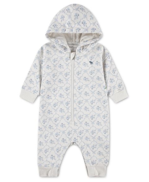 Комбинезон abercrombie kids Printed Hooded Zip Coverall для девочек-малышей, цвет: Белый / Синий с принтом