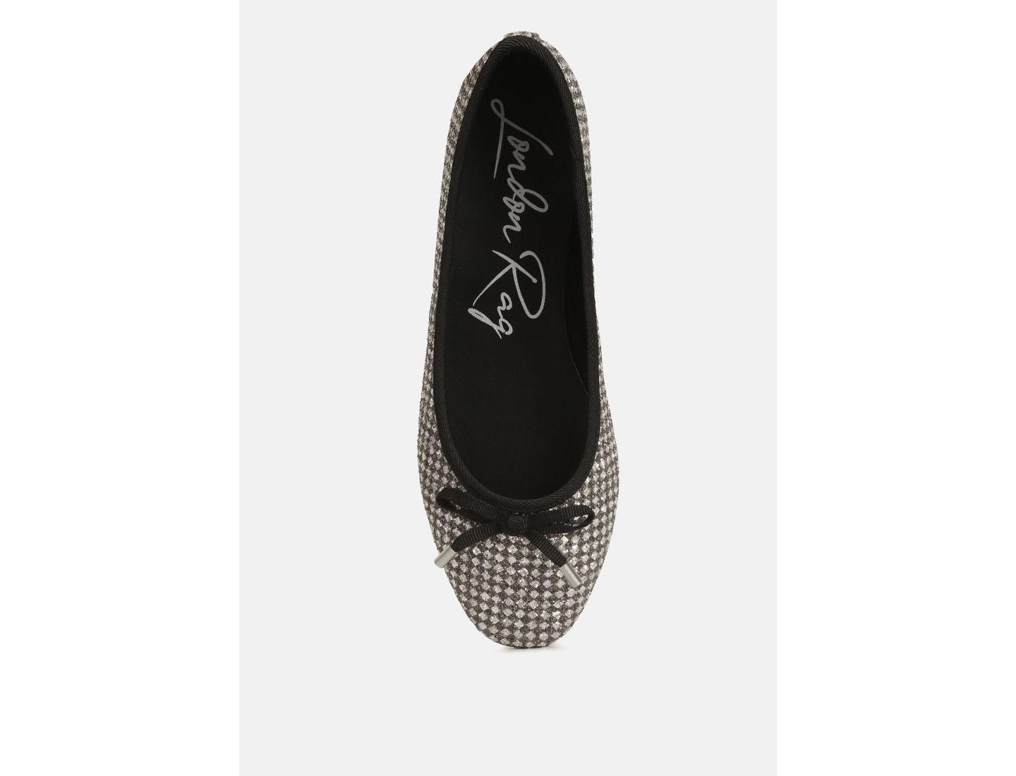 Женские балетки London Rag Harriet Glitter Faux Leather Flat Ballerinas, цвет: Чёрный — фото 5